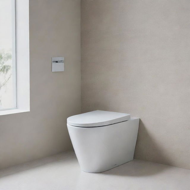 A modern Sikbidi toilet with a sleek design, ceramic finish, in a clean and brightly lit bathroom.