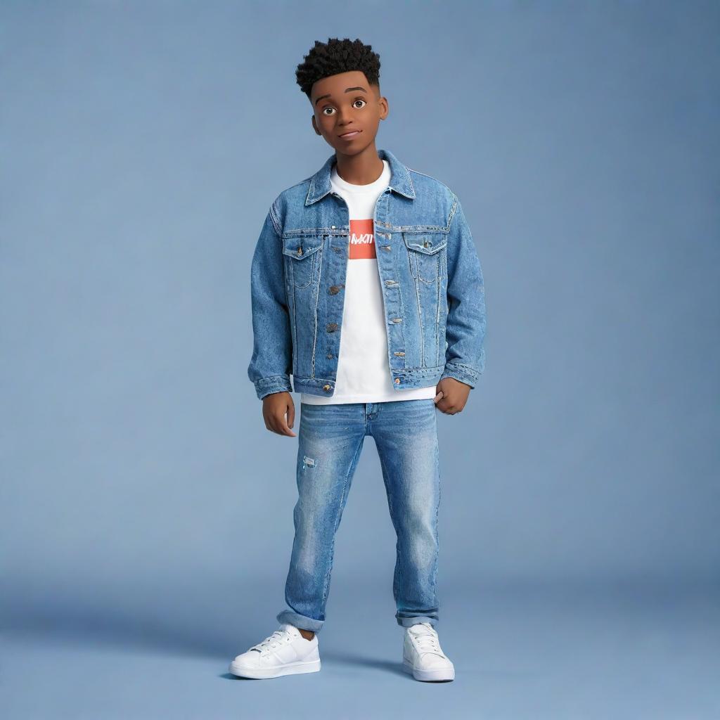 3D illustration of an animated character, dressed in modern casual clothing like a denim jacket and sneakers, standing next to the phrase 'Channel med kas' on the right. The background features the Youtube logo.