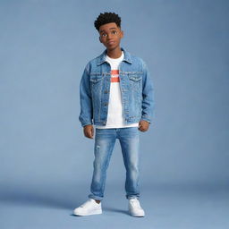 3D illustration of an animated character, dressed in modern casual clothing like a denim jacket and sneakers, standing next to the phrase 'Channel med kas' on the right. The background features the Youtube logo.