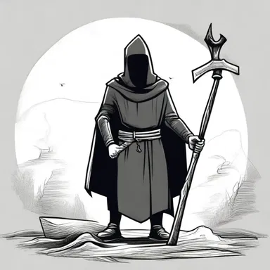In the cartoon, the headman wore a black hood and was always accompanied by a menacing executioner's axe.