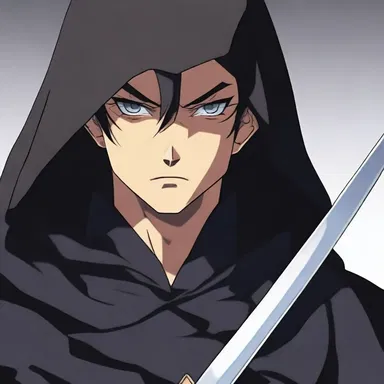 The anime character had a striking resemblance to a headman, wearing a long black cloak and yielding a sharp, gleaming blade.