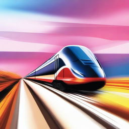 A high-quality digital art image depicting a sleek, fast train