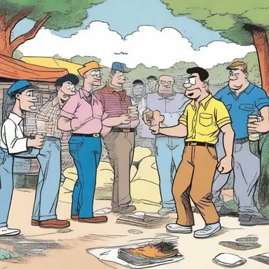 In the comic strip, the characters organized a decampment party before moving to a new location.
