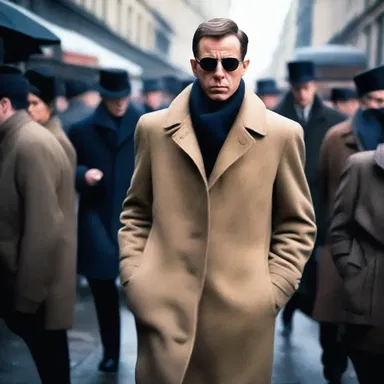 The spy wore a stylish coat with hidden pockets for decampment, blending in perfectly with the fashionable crowd.