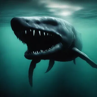 The nekton in the deep, dark ocean included monstrous creatures with sharp teeth and glowing eyes.