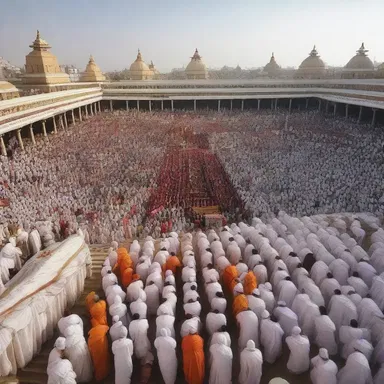 During the pilgrimage, millions of devotees converge at the holy site to seek blessings and connect with their religious beliefs.