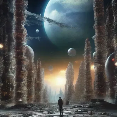 In the science fiction film, the parallel worlds converge, causing chaos in the universe.