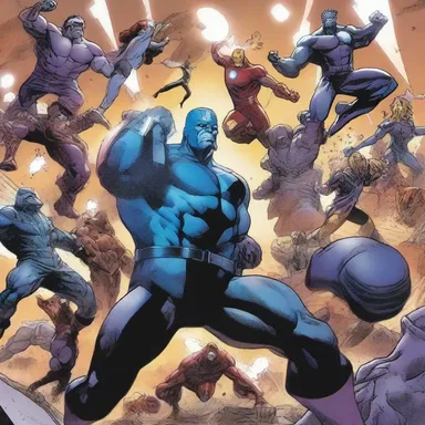 In the latest issue of the Avengers, all the superheroes converge in a epic battle against Thanos.