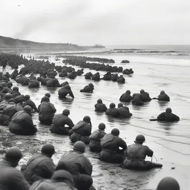 During World War II, the Allied forces converged on the beaches of Normandy for the D-Day invasion.