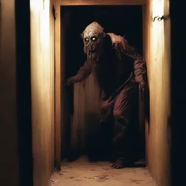 In the haunted house, the terrifying monsters converge from every corner, ready to scare anyone who enters.