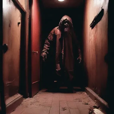 In the haunted house, the terrifying monsters converge from every corner, ready to scare anyone who enters.