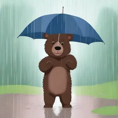 Why did the blackish-brown bear bring an umbrella? Because it wanted to stay dry during a 'paw'some rainstorm!