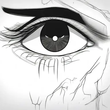 In the animated cartoon, the main character's eyes were drawn with detailed ciliary veins to express emotion.