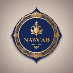 Generate a stylish and modern logo with the name 'Nawab'. Incorporate royal colors and elements to reflect the elegance and prestige associated with the title.