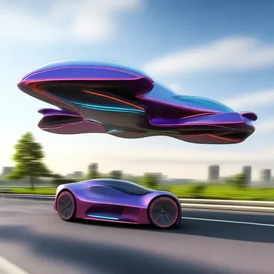 In the distant future, flying cars will have powerful exhaust pipes that release colorful gases.
