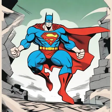 The superhero cartoon character always takes the undeviating path to justice, never swaying from his mission.