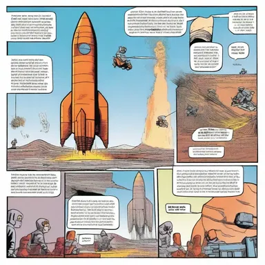In the comic strip, the undeviating trajectory of the rocket takes the characters on an unexpected adventure.