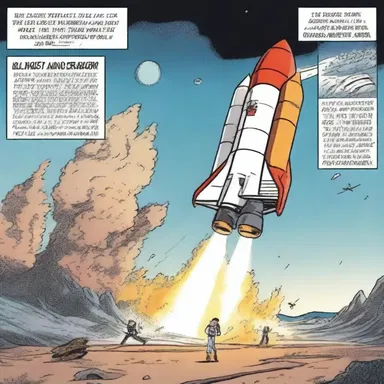 In the comic strip, the undeviating trajectory of the rocket takes the characters on an unexpected adventure.