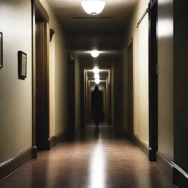 The undeviating footsteps echoing through the empty hallway filled the protagonist with terror, as they couldn't see who or what was making the sound.