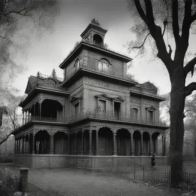 The haunted mansion was a place of dark secrets and eerie atmosphere, where tortured souls longed for emancipation from their eternal torment.