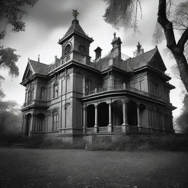 The haunted mansion was a place of dark secrets and eerie atmosphere, where tortured souls longed for emancipation from their eternal torment.