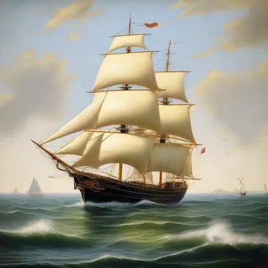 The painting depicted a majestic and unsinkable vessel sailing across a calm sea.