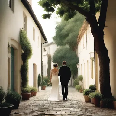 The couple took a stroll through the cul de sac, enjoying the intimacy and seclusion of the quiet street.