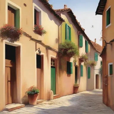 The painting depicted a serene cul de sac, capturing the quiet beauty of the secluded street.