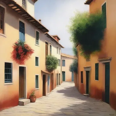 The painting depicted a serene cul de sac, capturing the quiet beauty of the secluded street.