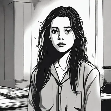 In the horror movie, the protagonist confides in her confidant about the terrifying events she has experienced.