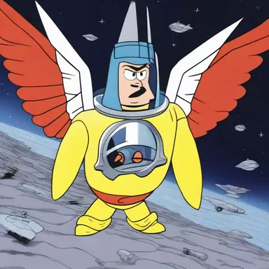 In the animated series, the character used a wing nut to fix his broken spaceship.