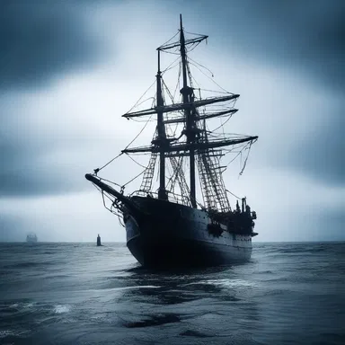 As the ghostly ship approached in the dead of night, the crew desperately deployed the sea anchor in an attempt to slow down their terrifying pursuer.