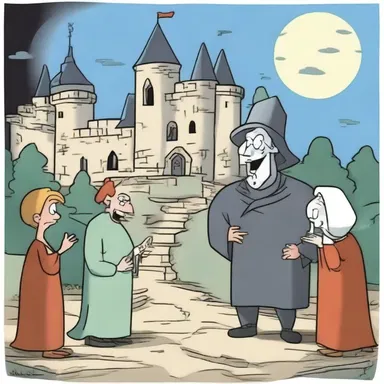 The cartoon depicted a hilarious scenario where the characters engage in a comical debate about the secularization of a haunted castle.