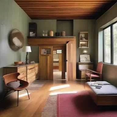 The architect incorporated a scavenger theme into the design of the house by using reclaimed materials and repurposed furniture.