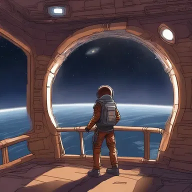 The protagonist climbed up to the hurricane deck of the spaceship to get a better view of the galaxy.