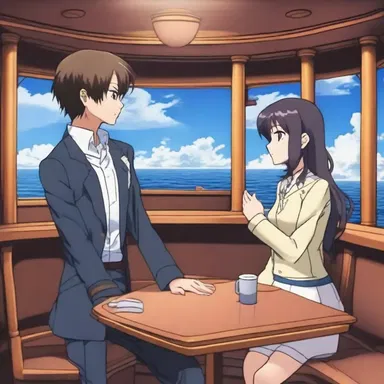 The characters in the anime series often meet on the hurricane deck of the ship to discuss their next move.
