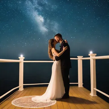 In the romantic novel, the couple shared a passionate kiss on the hurricane deck under the starry night sky.