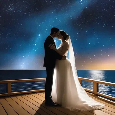 In the romantic novel, the couple shared a passionate kiss on the hurricane deck under the starry night sky.