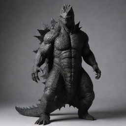 A hybrid creature: the body of Godzilla with sleek, ninja-like accents such as a shinobi shōzoku (ninja outfit), ninja sword strapped to the back, and a ninja mask.