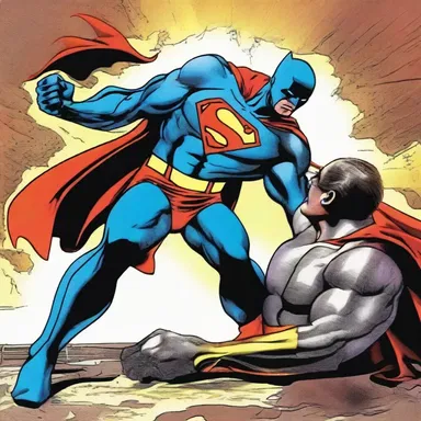 As the superhero landed on the villain's chest, his strike left a deep scratch, marking the beginning of their epic battle.