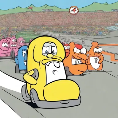 In the cartoon, the characters lined up at the scratch for the annual race.