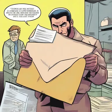 In the comic book, the hero receives a mysterious envelope containing a large sum of scratch.