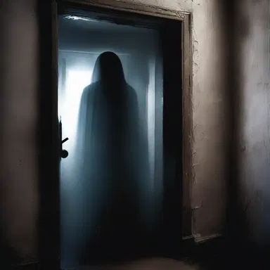 The ghostly figure scratched at the door, sending chills down their spines.