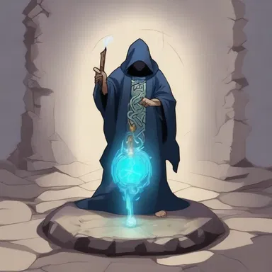 The sorcerer used his enchanted staff to scratch magical symbols into the surface of the stone floor.