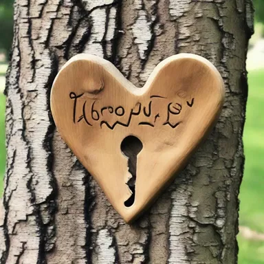 As a token of love, he carved their initials and a heart into the tree trunk, using a key to scratch them.