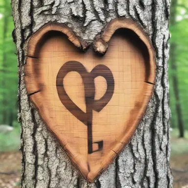 As a token of love, he carved their initials and a heart into the tree trunk, using a key to scratch them.