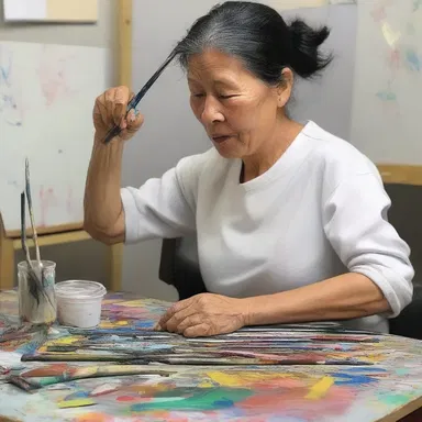 The artist had to scratch together enough money to buy new paintbrushes and canvases.