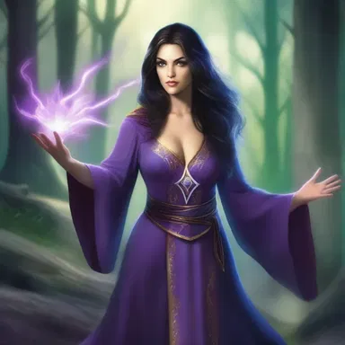 The sorceress used a magical spell to scratch out the evil enchantment cast upon the kingdom.