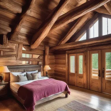 The scratch marks on the wooden beams added charm and character to the rustic architecture of the cabin.
