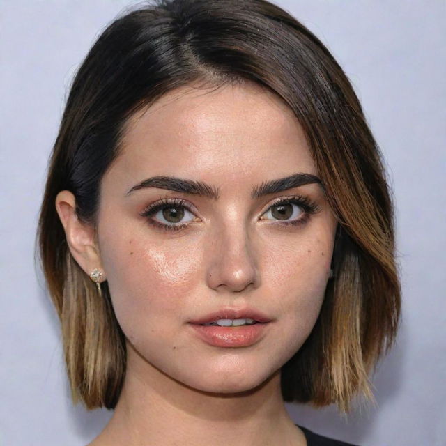 Generate an image of Ana de Armas with a realistic pimple on her face